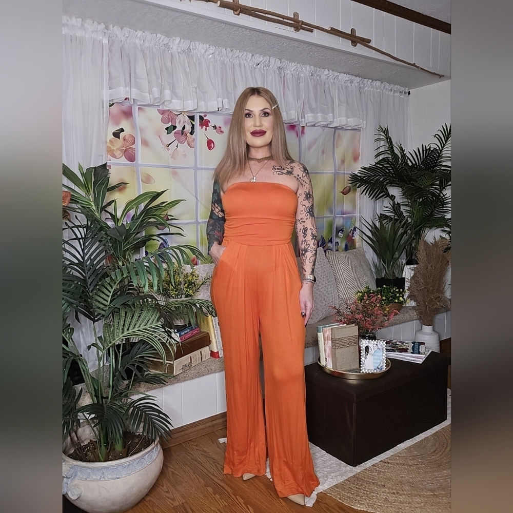Tangerine Tube Top Jumpsuit
